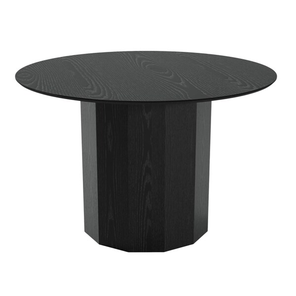 Homeroots 46" Black Solid Wood Pedestal Base Round Top Dining Table 721048 - main