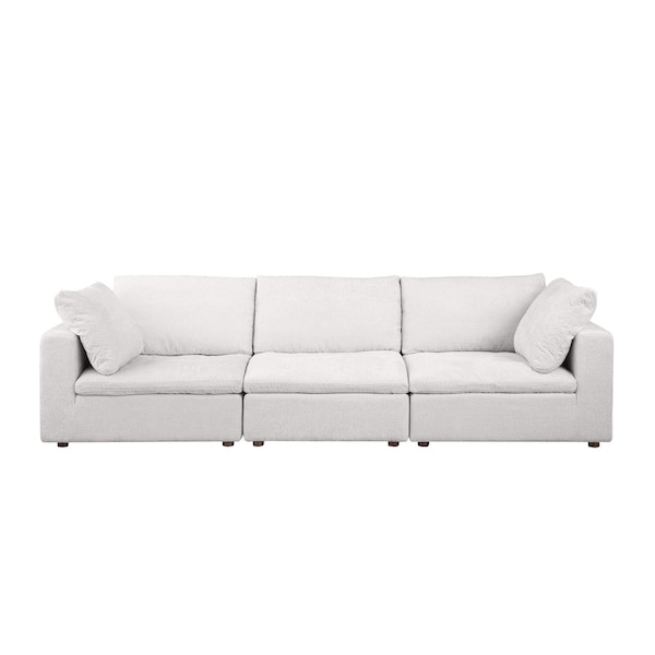Homeroots 122" Pearl Fabric Reclining Sofa 720408 - main