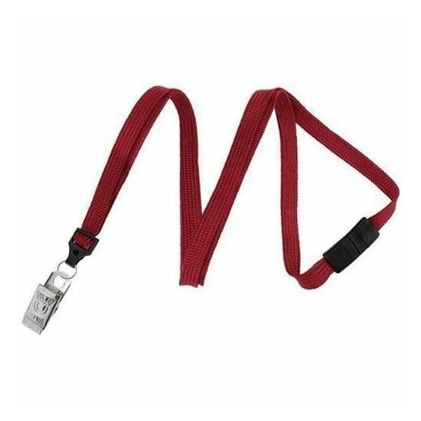 Brady LANYARD STANDARD, RED, 3/8in, FLAT WOVEN BREAK-AWAY LANYARD W/NICKEL PLATED STEEL BULLDOGCLIP 2137-6006 - main