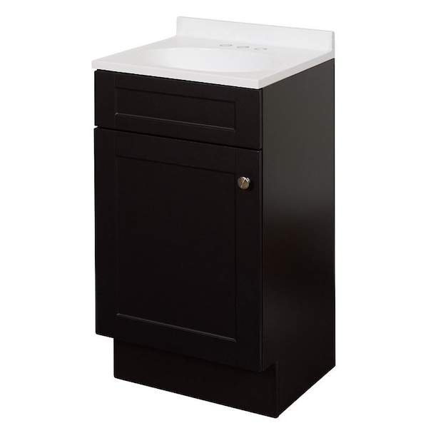 Zenna Home 1Door Shaker Vanity with Top, Wood, Espresso, Cultured Marble Sink, White Sink SBC18CH - main