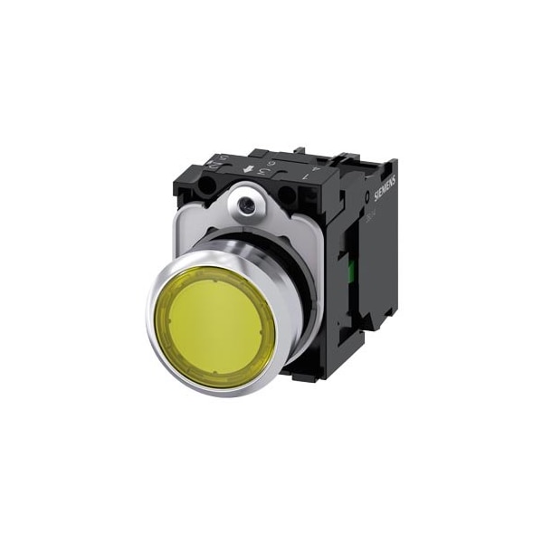 Siemens Illuminated pushbutton, 22 mm, round, metal, shiny, yellow 3SU1156-0AB30-1BA0 - main