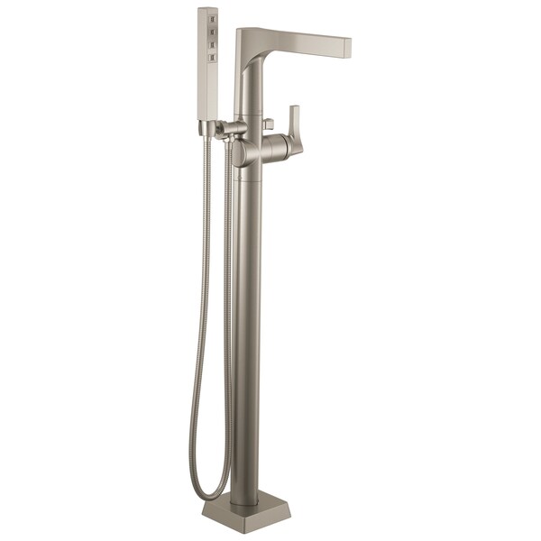 Delta Zura Single Handle Floor Mount Tub Filler Trim With Hand Shower In Stainless T4774-SSFL - main
