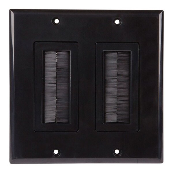 Monster Cable Just Hook It Up Black 2 gang Plastic Home Theater Brush Wall Plate 140678-00 - main