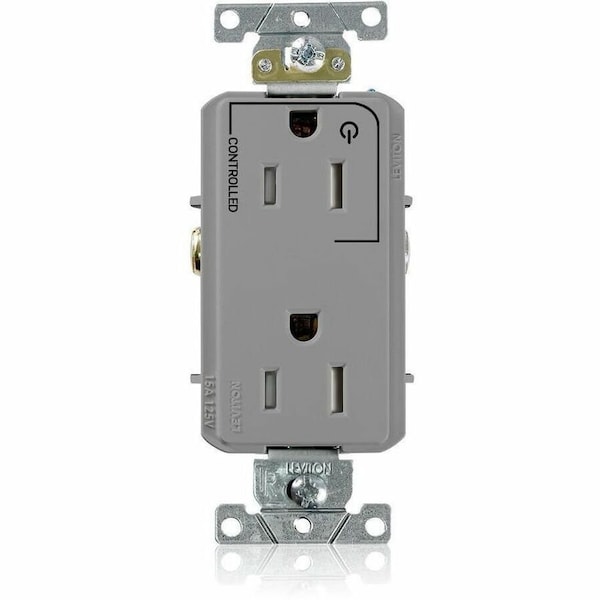 Leviton Dec Plus Dup 15A 125V TR 1Mrk-Ctrl Gry TDR15-S1G - main