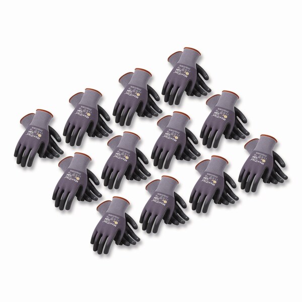 Maxiflex Gloves, Nitrile-Coated Nylon, Gray/Black, Large (Size 9) 12 PK 34-844/L - main