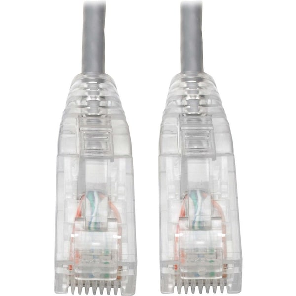 Eaton Tripp Lite Series Cat6 Gigabit Snagless Slim UTP Ethernet Cable RJ45 M/M, PoE, Gray, 8-in. N201-S8N-GY - main