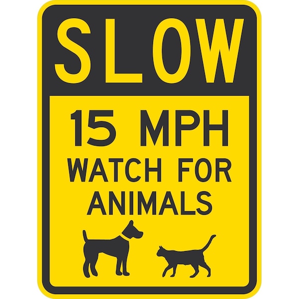 Lyle Slow 15 Mph Watch For Animals (W/Graphic), 18x24, Non-Reflective, Yellow G-11251-NA_18x24 - main