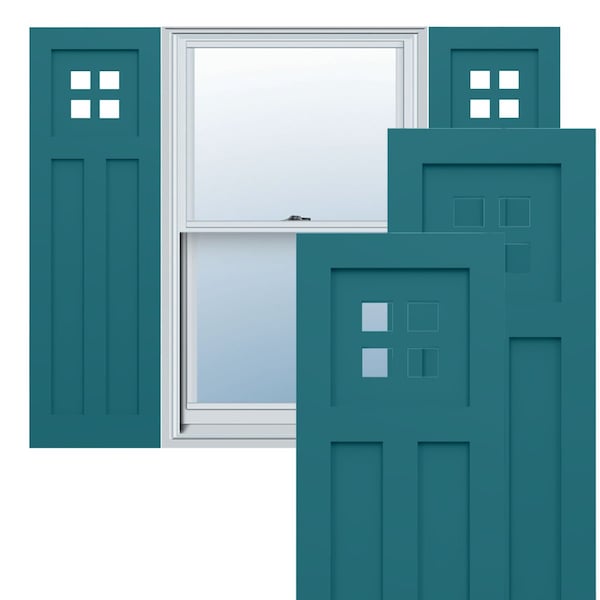 Ekena Millwork True Fit PVC San Antonio Mission Style Fixed Mount Shutters, Antigua, 12W x 36H, PR TFP001ST12X036AN - main
