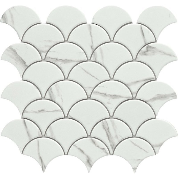 Emser Tile Elegan Series Porcelain Mosaic Tile, 12 in L Tile, 11 in W Tile, Pressed Edge, Calacata, 20PK W95ELEGCA1112MSLM - main