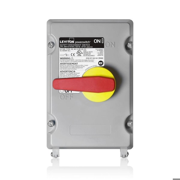 Leviton Disconnect Switch, Nonfusible, 3PST, Three Phase, NEMA 12, 13, 3R, 4, 4X, 6, 6P, Indoor/Outdoor LDS10-AX - main