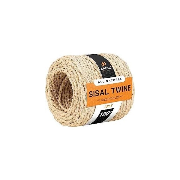 Xpose Safety Sisal Twine, 2-Ply 150 ft Natural Fiber Rope, Crafts, Cat Scratcher & Pole Wrap 2PST-150-X - main