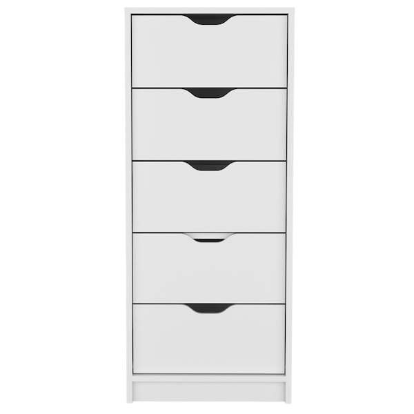 Homeroots 18" White Five Drawer Dresser 518180 - main