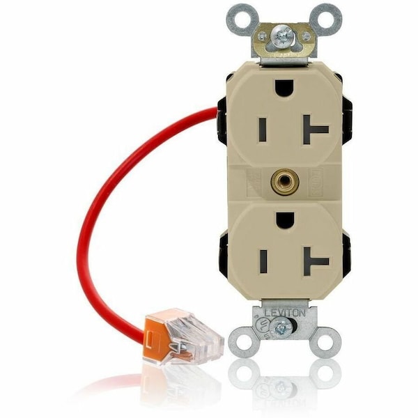 Leviton Straight Blade Receptacle, 5-20R, 20 A, 125V AC, Flush Mount, Self-Grounded M5362-SCI - main