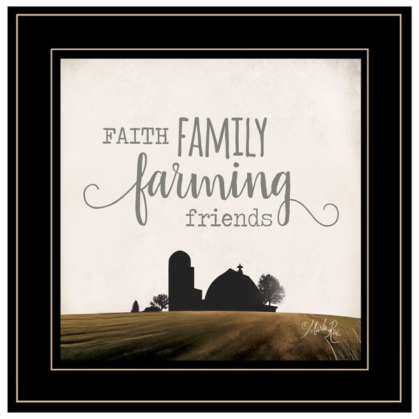 Homeroots Faith Family Farming Friends 2 Black Framed Print Wall Art 405343 - main
