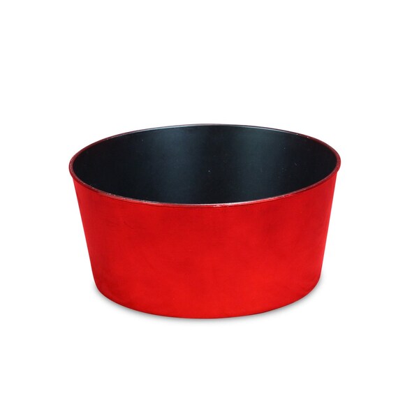 Homeroots 12in Red Recycled Plastic Indoor Outdoor Round Pot Planter 488307 - main