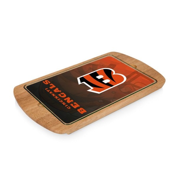 Picnic Time Family Of Brands NFL Cincinnati Bengals - Billboard Glass Top Serving Tray 911-01-505-074-2 - main