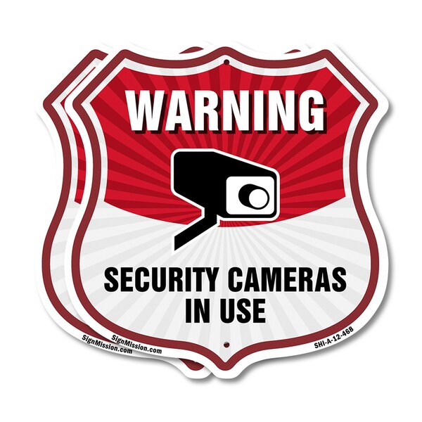 Signmission Video Surveillance Shield Sign Warning S, 12 inch X 12 inch, Aluminum Metal Sign, 2PK SHI-A-2PACK-12-468 - main