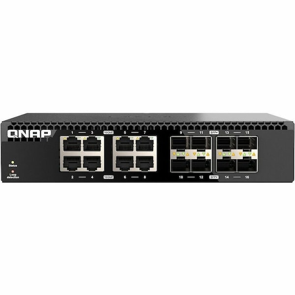 Qnap HALF-RACKMOUNT SWITCH, 16 PORT UNMANAGED SWITCH, 8 PORT OF 10GB E NBASE-T QSW-3216R-8S8T-US - main