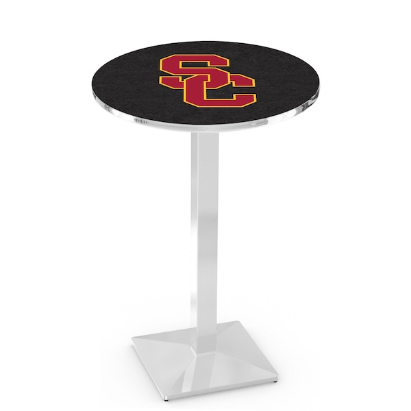 Holland Bar Stool Co 42" Chrome USC Trojans Pub Table, 36" dia. Top L217C4236SouCal - main