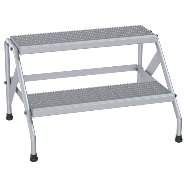 Vestil Aluminum Wide, 2 Step Stand, Knock Down, 2 Steps, 20 Overall Height, Aluminum, Silver SSA-2W-KD - main