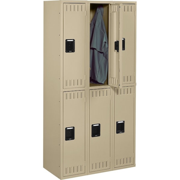 Tennsco Wardrobe Locker, 36 in W, 18 in D, 72 in H, (2) Tier, (3) Wide, Sand DTS-121836-CSD - main