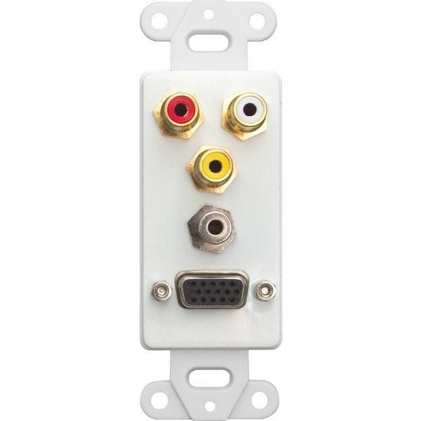 Cable Wholesale Decora Wall Plate Insert, White, with 1 VGA, 3.5mm Stereo and 3 RCA 301-5000 - main