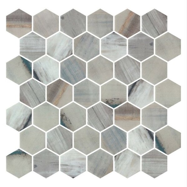 Andova Tiles SAMPLE-Haelm 2-in Hexagon Honeycomb Marble Look Upcycled Polished Glass Wall & Floor Mosaic Tile SAM-ANDHAE1372 - main