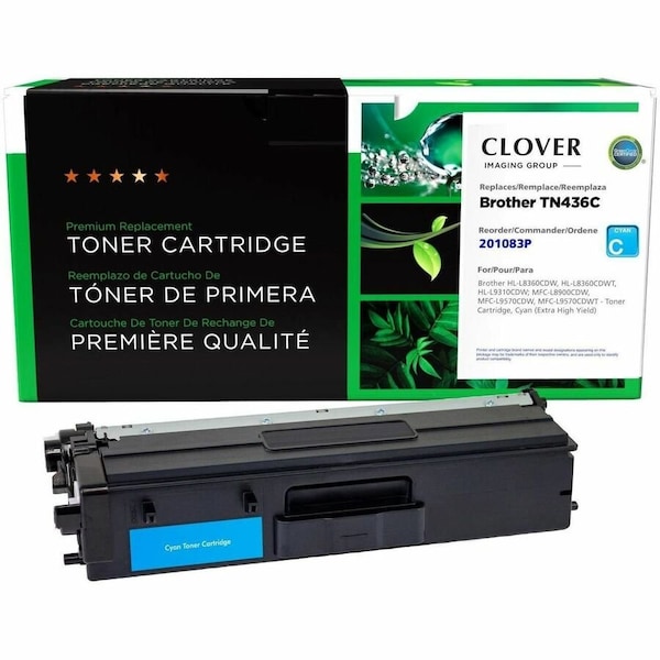Clover Imaging Group Remanufactured Extra High Yield Cyan Toner Cartridge, Brother TN436C 201083P - main