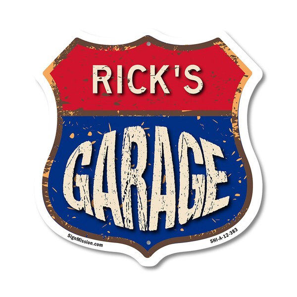 Signmission Rick's Garage, 12 Inch X 12 Inch, Aluminum Metal Sign SHI-A-12-383-RICK - main