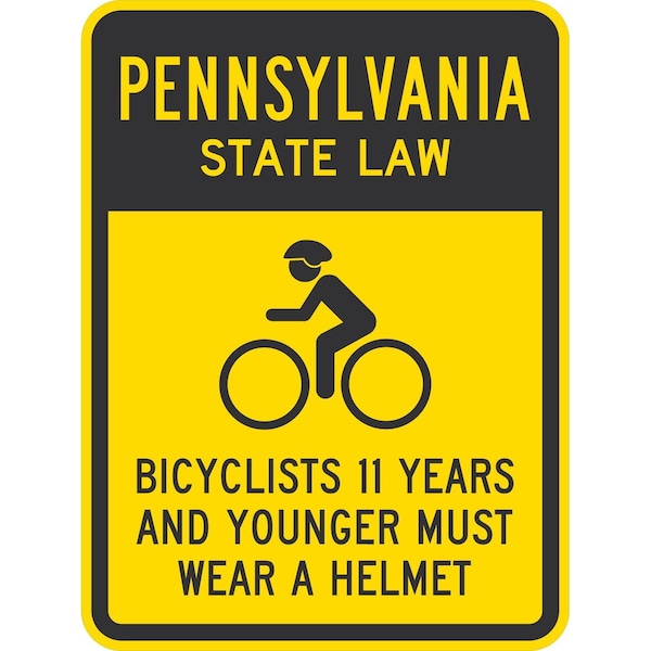 Lyle Bicyclists 11 Years And Younger Must Wear A Helmet (Cyc, 18x24, High Intensity Prismatic, Yellow G-10792-HI_18x24 - main