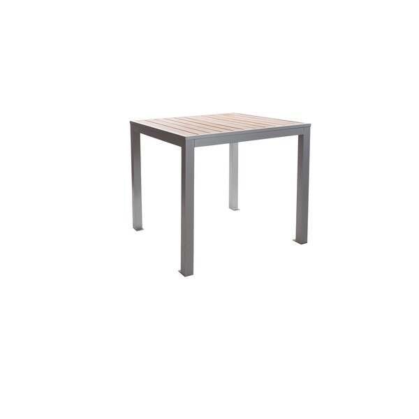 Bfm Seating Seaside 4-Leg Bolt-Down Table 35x35, Synthetic Gray Teak Top, Soft Gray Frame PH4L3535GRSG - main