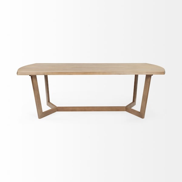 Homeroots 92" Natural And Brown Solid Wood Trestle Base Dining Table 380479 - main