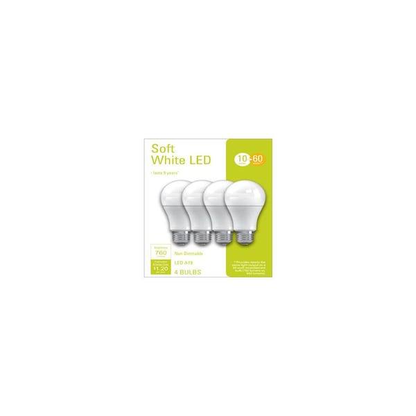 Current LED Light Bulbs, A19, Soft White, 760 Lumens, 10-Watts, 4PK 32586 - main