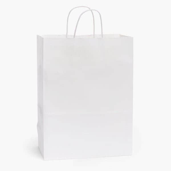 Nashville Wraps White Kraft Paper Shopping Bags, Carrier 10x5x13in, 25PK MP10WH - main