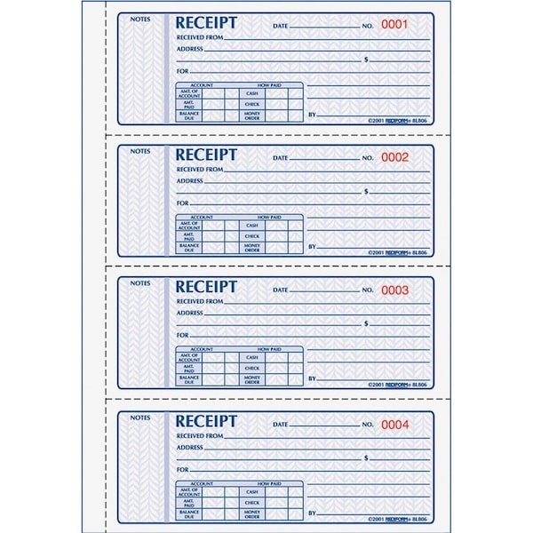 Rediform Money Receipt 4 Per Page Collection Forms, Multi RED8L816 - main