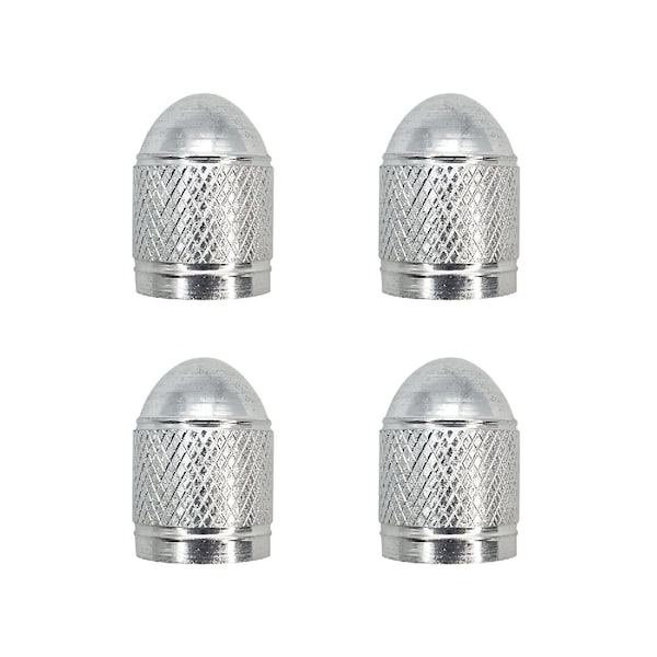 Tru-Flate VALVE STEM CAPS For Tire Valve DressUp Use With TPMS Valve Silver Aluminum Pack Of 4 Carded Pa 38-513 - main