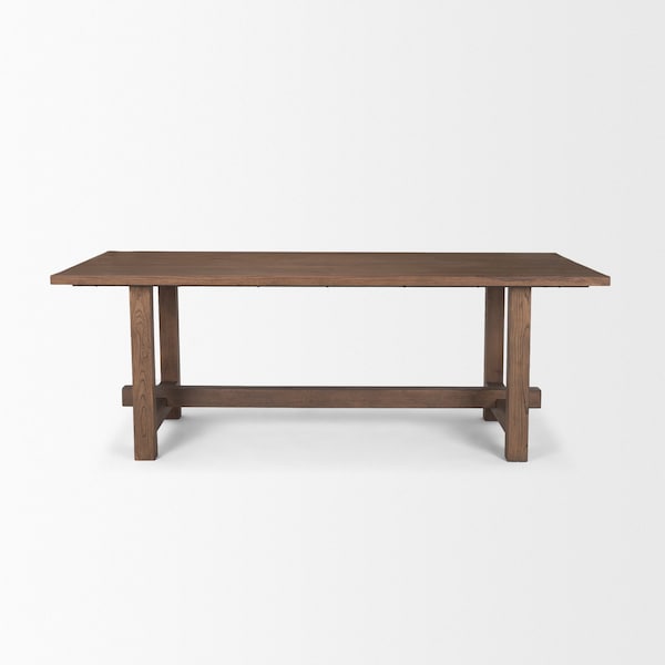 Homeroots 84" Brown Solid Wood Trestle Base Dining Table 604015 - main