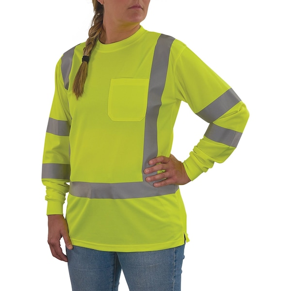 Ergodyne Hi-Vis Shirt, S, Lime, Long Sleeve 22092 - main