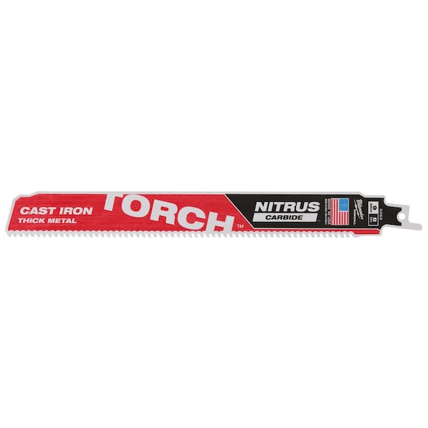 Milwaukee Tool 9 in. 8 TPI SAWZALL THE TORCH with Nitrus Carbide Reciprocating Saw Blade for Cast Iron & Metal 48-00-5262 - main