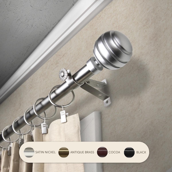 Central Design 0.8125 in. Louise Curtain Rod with 120 to 170 in. Extension, Satin Nickel 4891-995 - main