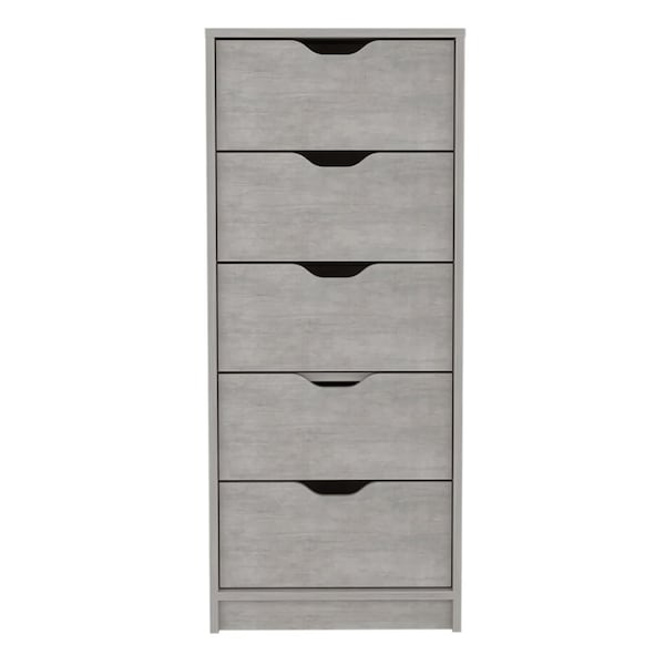 Homeroots 18" Gray Five Drawer Standard Chest 546381 - main