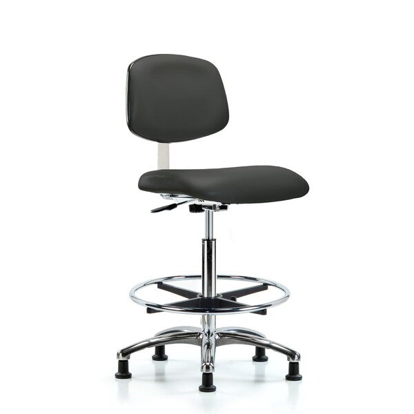 Blue Ridge Ergonomics Clean Room Chair Hi Ben Chair, Vin, Chrm, CF, Glds, Gry, CL10, 26" to 35-1/2" Height, Vinyl, Charcoal BR-CLR-VHBCH-CR-CF-RG-8605 - main