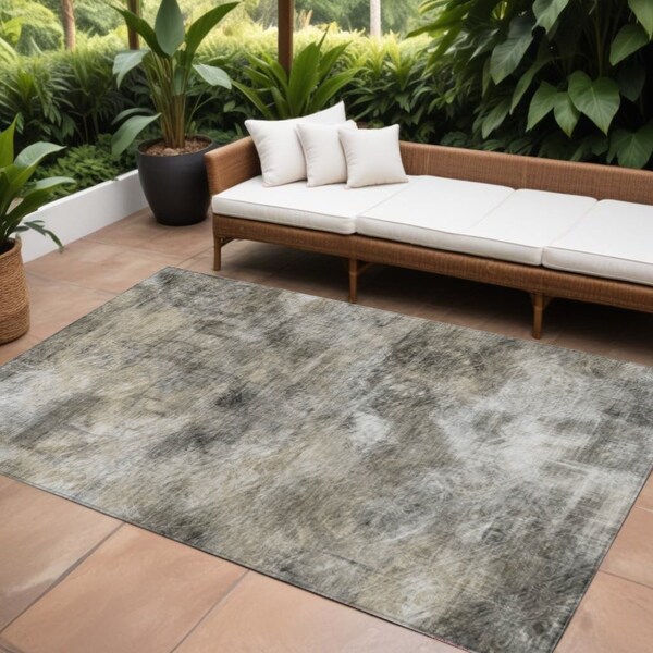Homeroots 9' X 12' Beige Taupe And Gray Abstract Washable Indoor Outdoor Area Rug 577749 - main