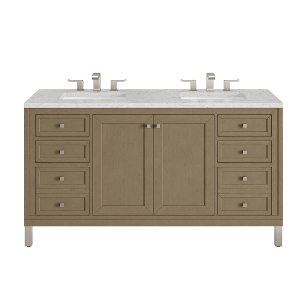 James Martin Vanities Chicago 60'' D Vanity, Walnut Whisper, w/ Jasmine Pearl Silestone Top w/FreePower Wireless Charger 503-V60D-WLW-FEJP - main