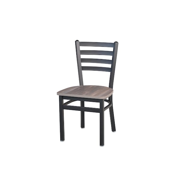 Bfm Seating Lima Ladder Back Chair - Chestnut Relic Seat - Steel Frame - Sand Black Finish 2160CCSR-SB - main