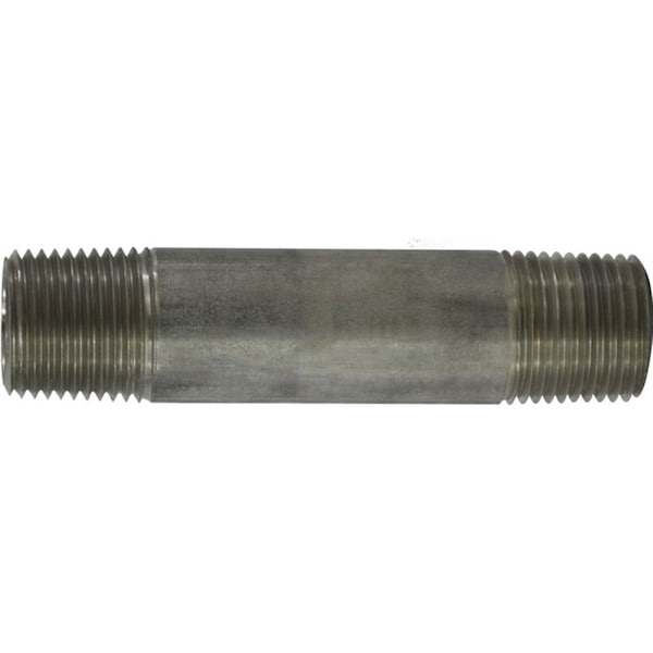 Anderson Metals Midland Industries 48105 Pipe Nipple, 1 in, NPT, Stainless Steel, SCH 40 Schedule, 4 in L 48105B - main