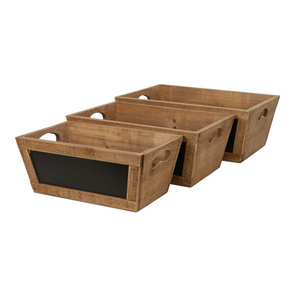 Homeroots Set of Three Brown Solid Wood Crate, 3PK 487686 - main