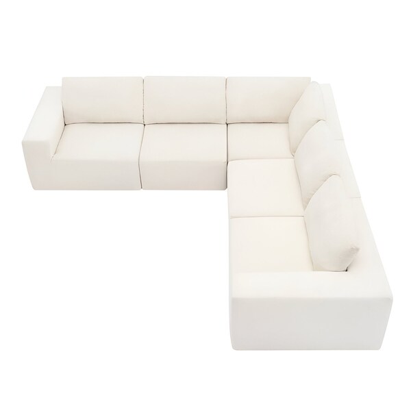 Homeroots 116" Beige Fabric Modular Sleeper Sofa 568303 - main