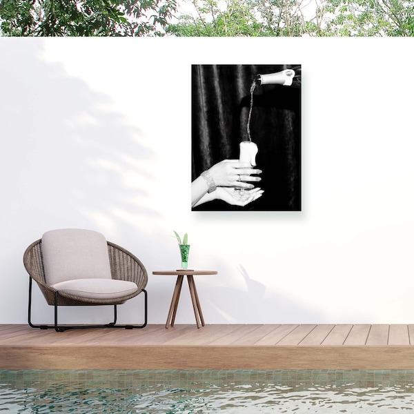 Trademark Fine Art Outdoor Canvas Art Pictufy Studio III 'Champagne Hands Bw' Wall Art for Patios, or Gardens 1X29067-OC1824WR - main