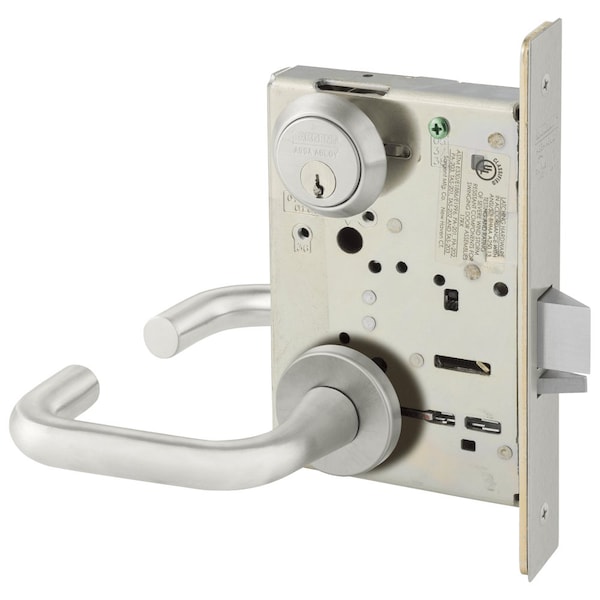 Sargent Grade 1 Office or Entry Mortise Lock, J - Lever, LN - Rose, Satin Stainless Steel 8205 LNJ 32D - main